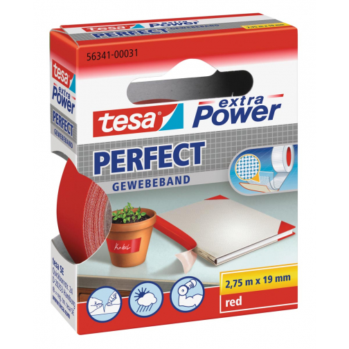 Tesa extra Power Perfect, ft 19 mm x 2,75 m, rood