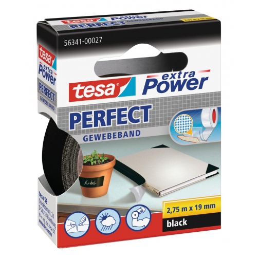 Tesa extra Power Perfect, ft 19 mm x 2,75 m, zwart