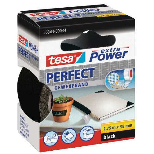 Tesa extra Power Perfect, ft 38 mm x 2,75 m, zwart