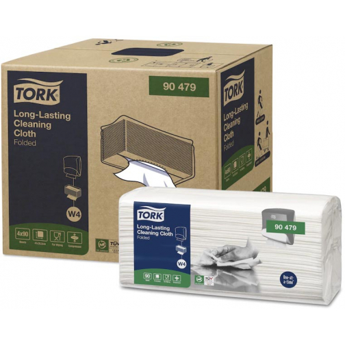 Tork Long Lasting poetspapier, gevouwen, W4, 90 vellen, pak van 4 stuks