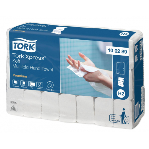 Tork papieren handdoeken Xpress, Soft, multifold, 2-laags, 150 vellen, systeem H2, pak van 21 stuks