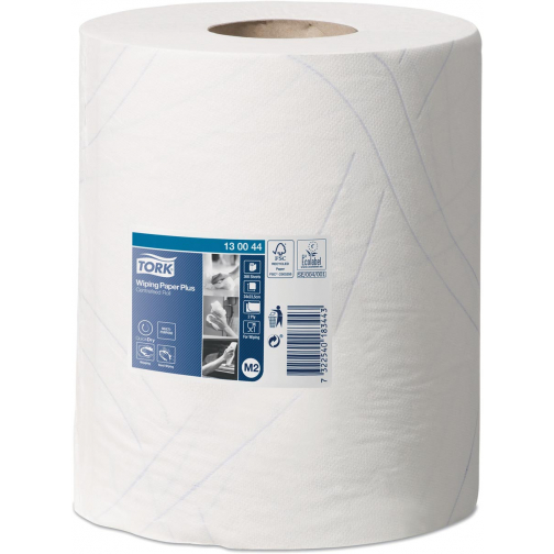 Tork Wiping Plus poetspapier, centerfeed, 2-laags, systeem M2, pak van 6 stuks