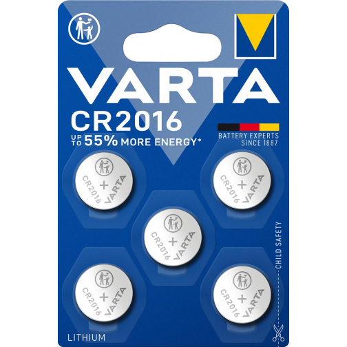 Varta knoopcel Lithium CR2016, blister van 5 stuks