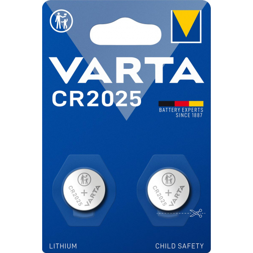 Varta knoopcel Lithium CR2025, blister van 2 stuks
