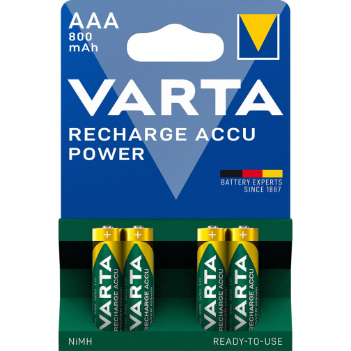 Varta oplaadbare batterij Accu Power AAA, blister van 4 stuks